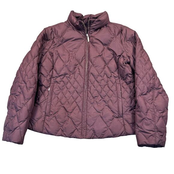 Eddie Bauer Goose Down Jacket Petite Medium Quilted Premium Maroon Barn Coat PM - Picture 1 of 10